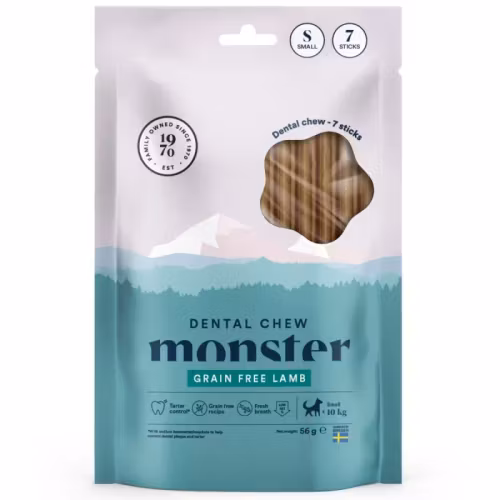 Monster Dog Dental Chew Grain free Lamb. S, M & L. 7 pack. Spannmålsfritt, lamm