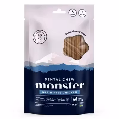 Monster Dog Dental Chew Grain free Chicken. S, M & L. 7 pack. Spannmålsfritt, kyckling