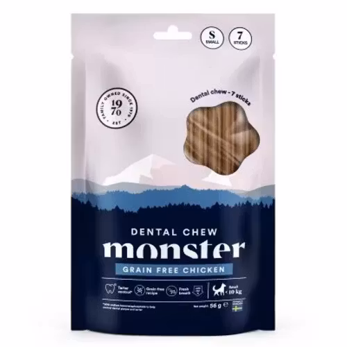 Monster Dog Dental Chew Grain free Chicken. S, M & L. 7 pack. Spannmålsfritt, kyckling