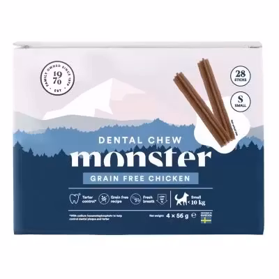 Monster Dog Dental Chew Grain free Chicken. S, M & L. 7 pack. Spannmålsfritt, kyckling