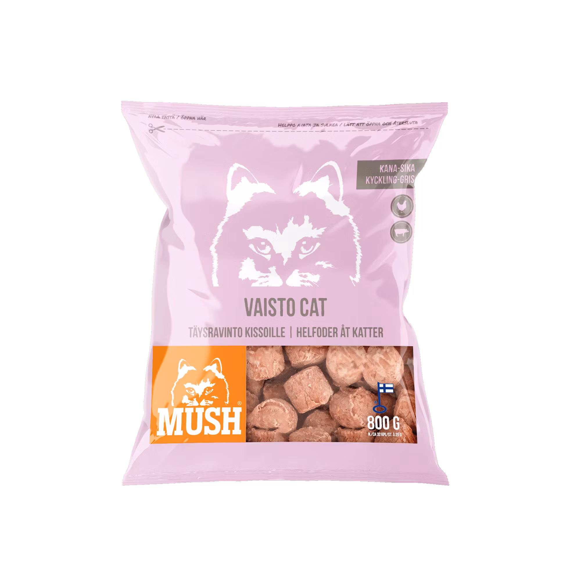 MUSH Vaisto Cat® Rosa Fryst helfoder (kyckling-gris) SKICKAS EJ!
