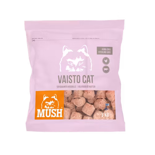 MUSH Vaisto Cat® Rosa Fryst helfoder (kyckling-gris) SKICKAS EJ!