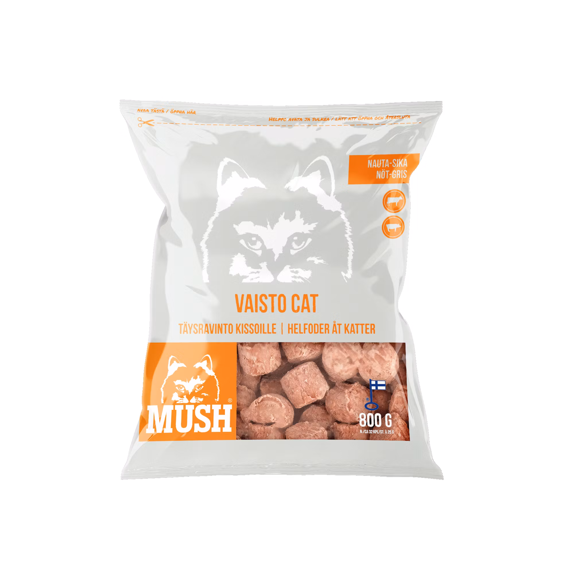 MUSH Vaisto Cat® Vit Fryst helfoder  (nöt-gris) SKICKAS EJ!