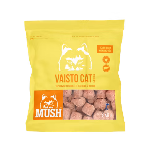 MUSH Vaisto Cat® Gul Fryst helfoder (kyckling-nöt) SKICKAS EJ!