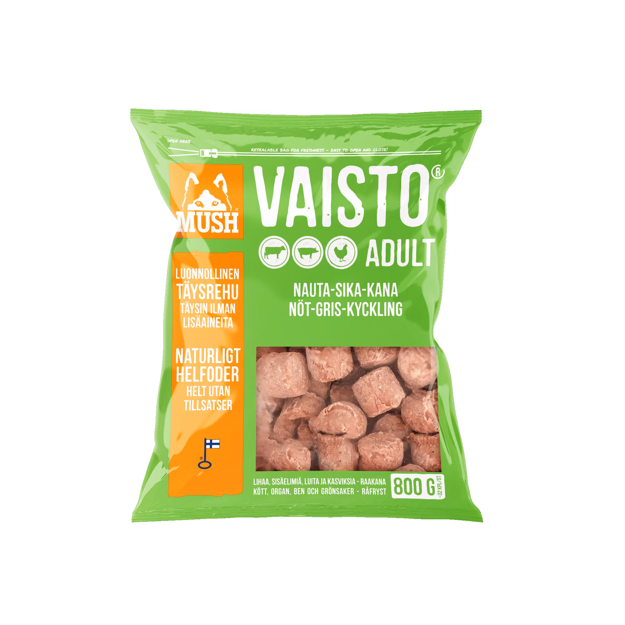 MUSH Vaisto® Grön Freeze-Dried  (nöt-gris-kyckling)