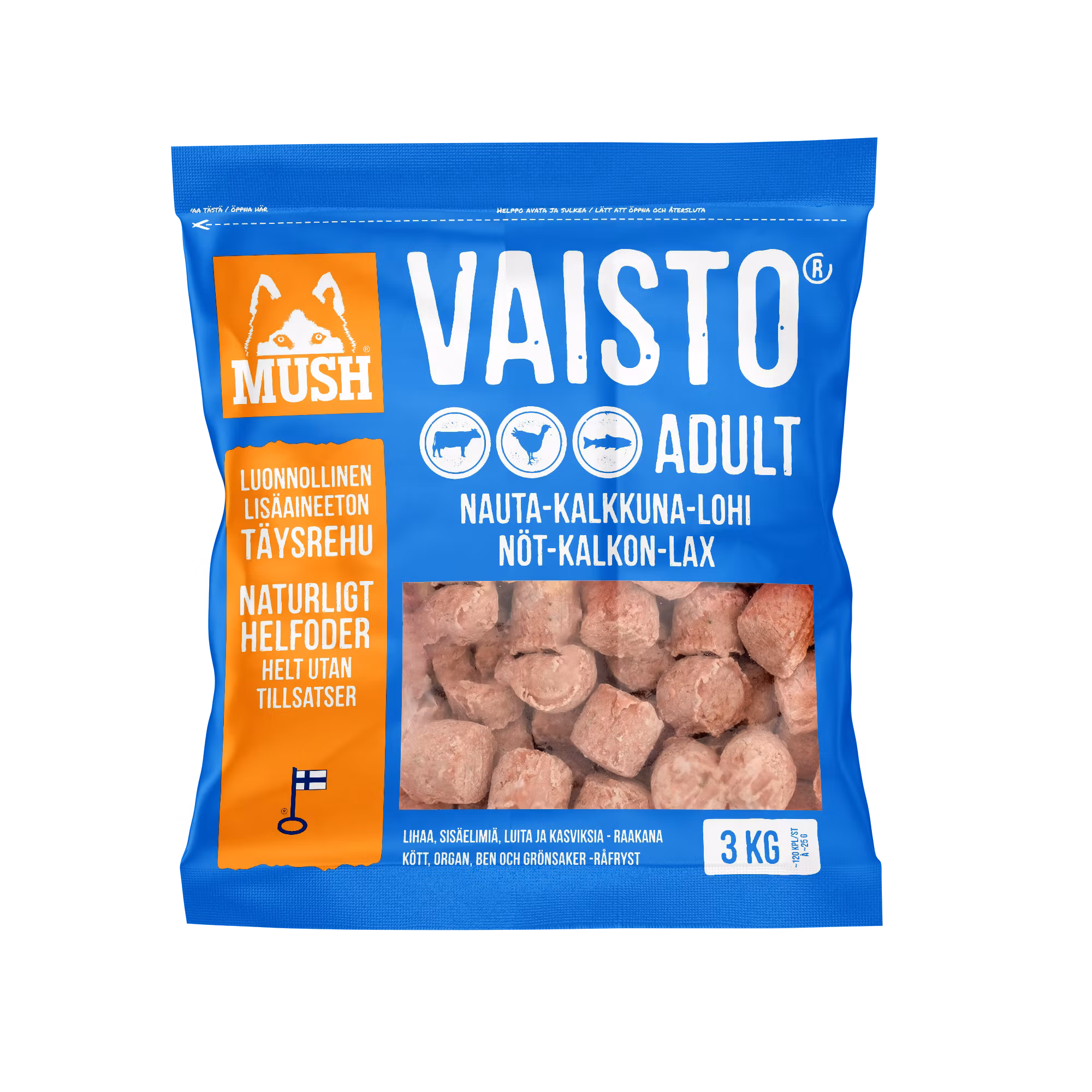 MUSH Vaisto Blå Freeze-Dried (nöt-kalkon-lax)