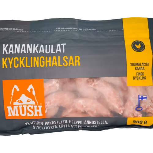 MUSH Kycklinghalsar - Fryst kompletteringsfoder 800 gr SKICKAS EJ!