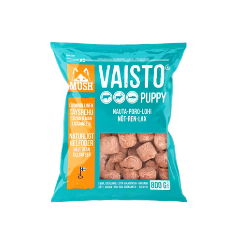 MUSH Vaisto® Puppy Isblå Fryst helfoder (nöt-ren-lax) SKICKAS EJ!
