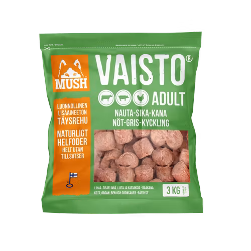 MUSH Vaisto® Grön Fryst helfoder (nöt-gris-kyckling) SKICKAS EJ!