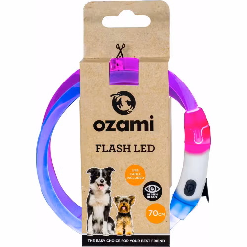 Ozami Halsband Flash Led Multicolour 70cm LED, Usb - fast el blinkande sken. En storlek passar alla,