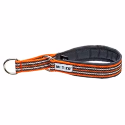 Metizo Halsband Halvstryp Martingale, fodrat m reflex Orange 35-55 cm
