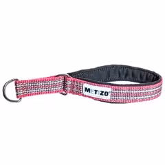 Metizo Halsband Halvstryp Martingale, fodrat m reflex Rosa 35-55 cm