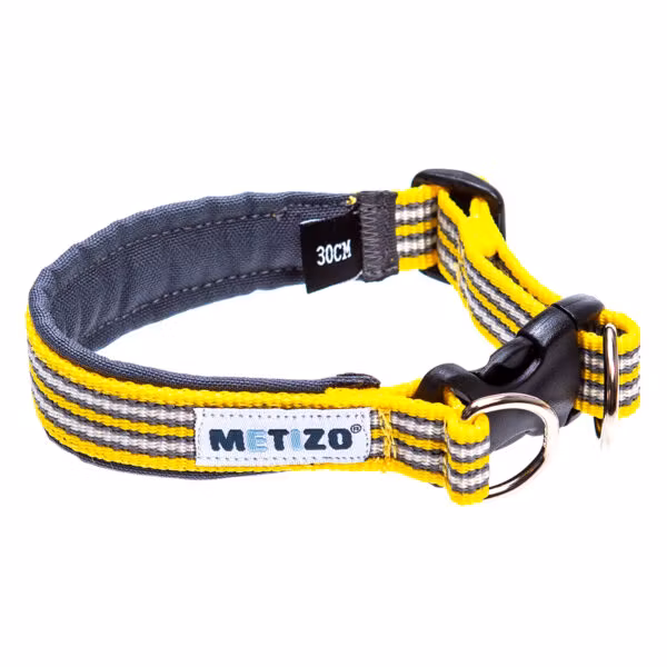 Metizo Halsband Fast, fodrat m reflex Gul stl 25 - 55 cm