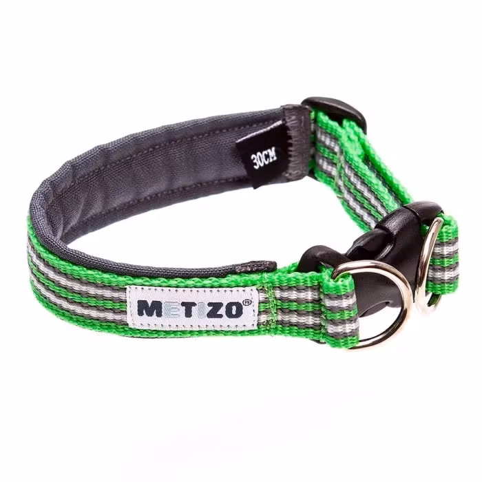 Metizo Halsband Fast, fodrat m reflex Grön stl 25 - 55 cm