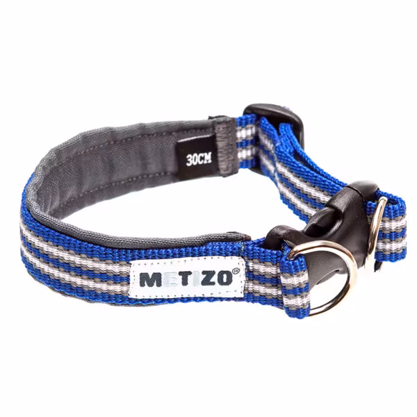 Metizo Halsband Fast, fodrat m reflex Blå stl 25 - 55 cm