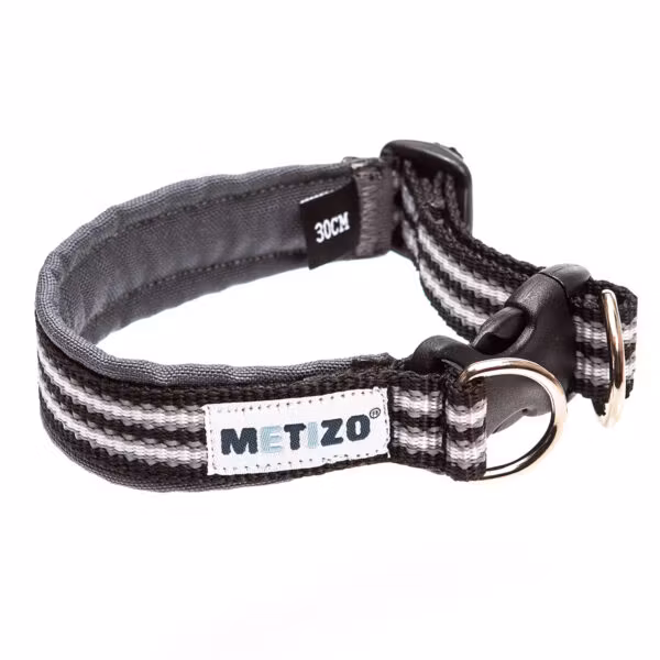 Metizo Halsband Fast, fodrat m reflex Svart stl 25 - 55 cm