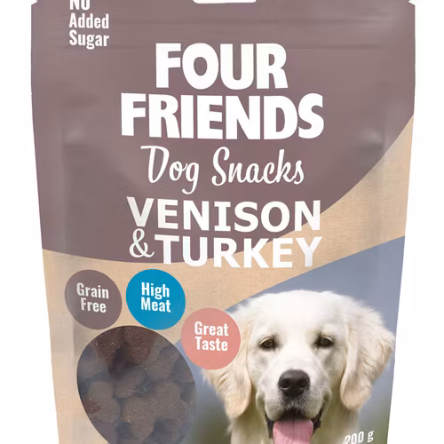Four Friends Dog Snacks Venison & Turkey- hjort/kalkon. Spannmålfritt 200g