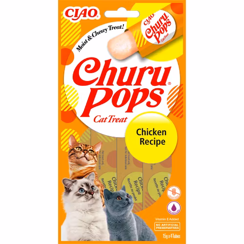 Churu Cat Pops Chicken - kattgodis kyckling ,4 st slickbara tuber a´15 gr