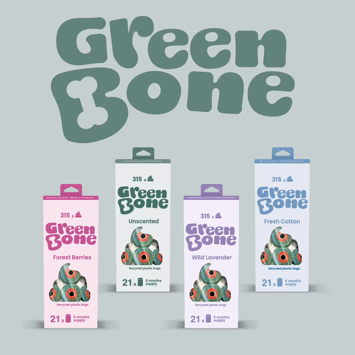 Green Bone - Bajspåse- nedbrytningsbara 8 rullar, 120 påsar