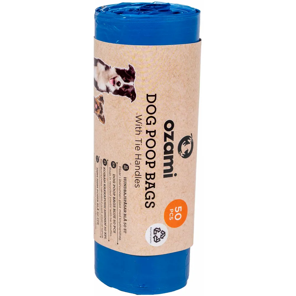 Ozami Dog Bajspåse med handtag- Blå- 50 st 130x340mm