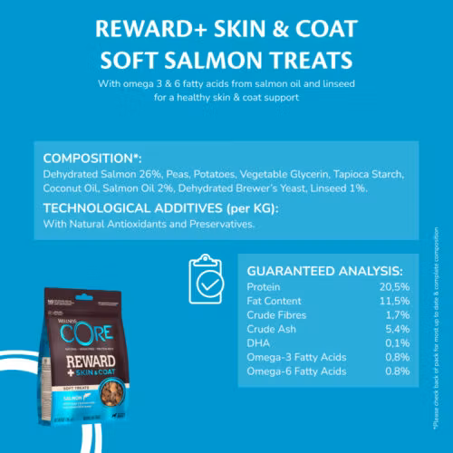 Wellness CORE Reward+ Skin & Coat, Soft Salmon Treats, Salmon - 170g Lax -Hundgodis 170g