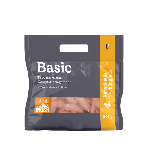MUSH Basic Chicken Necks- Kycklinghalsar - Fryst kompletteringsfoder 800 gr SKICKAS EJ!