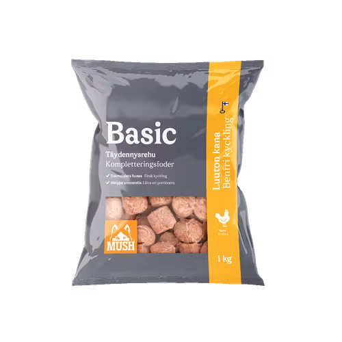 MUSH Basic Chicken, boneless-  Kyckling, benfri - Fryst kompletteringsfoder 1 kg SKICKAS EJ!