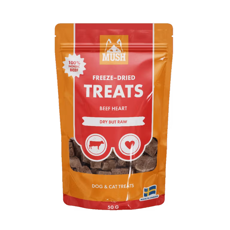MUSH Freeze-Dried Treats Beef heart- Frystorkat Nöthjärta 50 gr