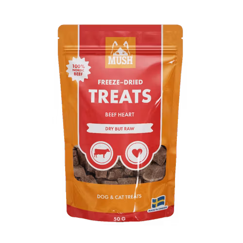 MUSH Freeze-Dried Treats Beef heart- Frystorkat godis- Nöthjärta 50 gr