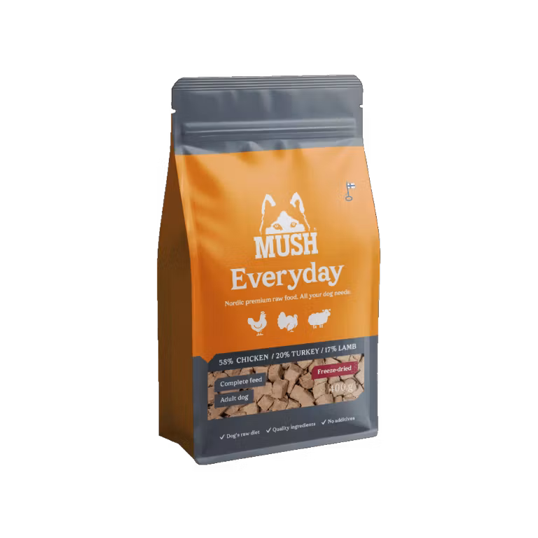 MUSH Everyday Freeze-Dried Grey Helfoder (kyckling-kalkon-lamm) 400 gr