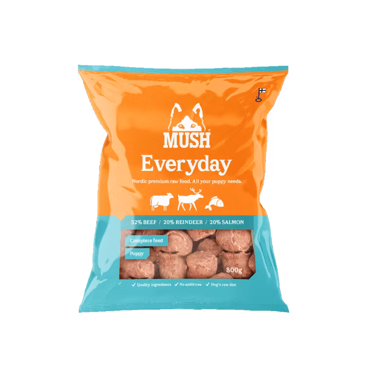 MUSH Everyday Iceblue PUPPY. Fryst Helfoder (nöt-ren-lax) SKICKAS EJ!
