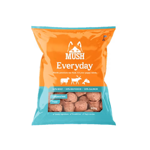 MUSH Everyday Iceblue PUPPY. Fryst Helfoder (nöt-ren-lax) SKICKAS EJ!