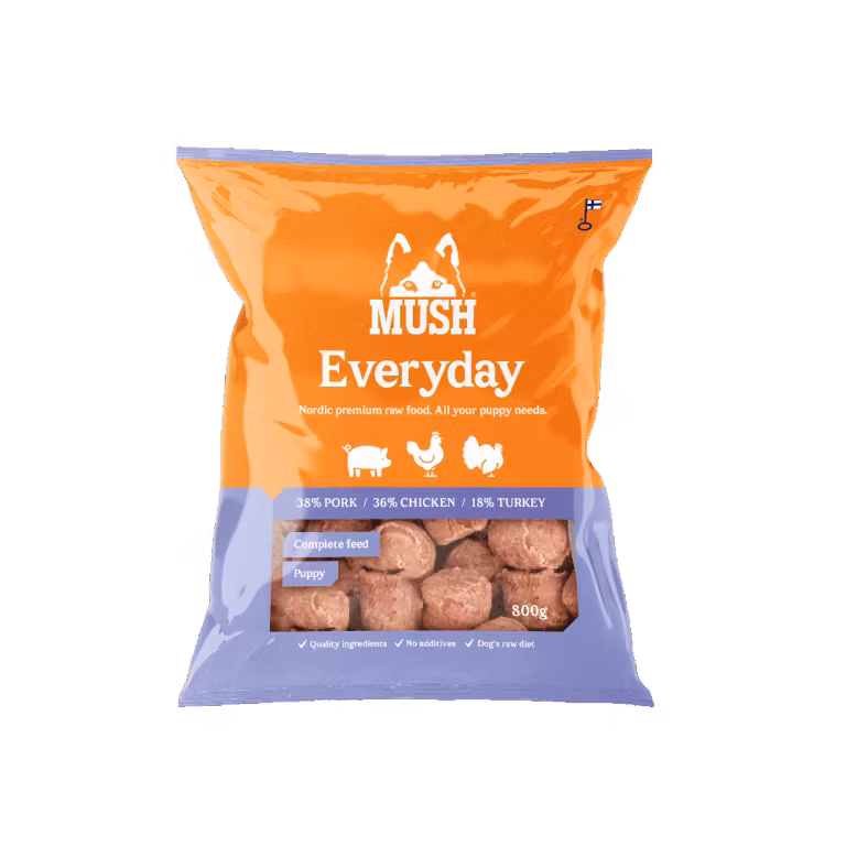 MUSH Everyday Light purple PUPPY. Fryst Helfoder (gris–kyckling-kalkon) SKICKAS EJ!