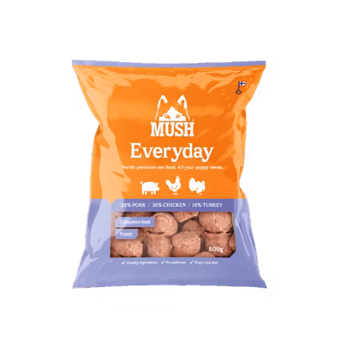 MUSH Everyday Light purple PUPPY. Fryst Helfoder (gris–kyckling-kalkon) SKICKAS EJ!