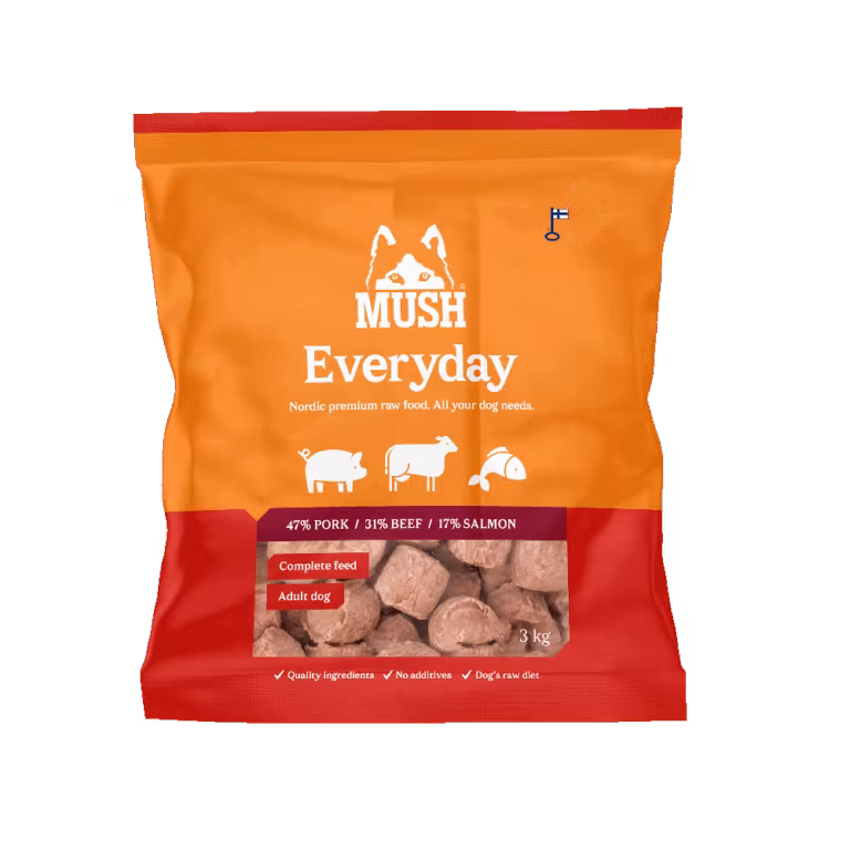 MUSH Everyday Red. Fryst Helfoder (gris-nöt-lax) SKICKAS EJ!