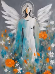 Graphic Art "Angel in flowers"
