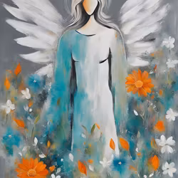 Graphic Art "Angel in flowers"