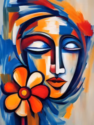Graphic Art "An abstract meditation face"