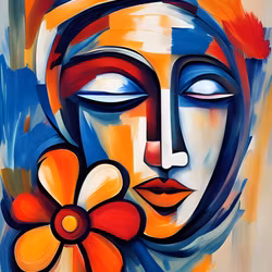 Graphic Art "An abstract meditation face"
