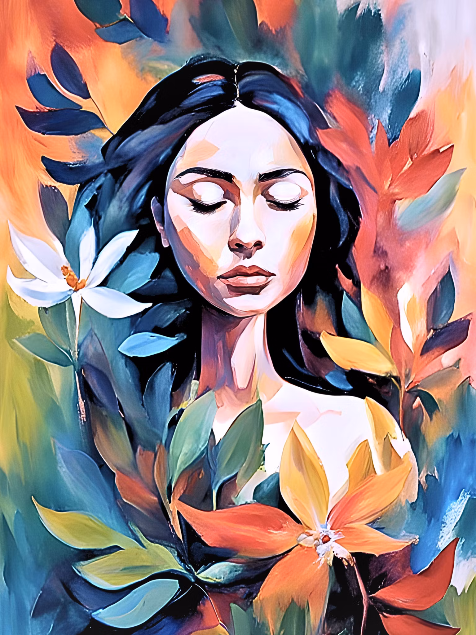 Graphic Art "The beautiful woman's inner face"