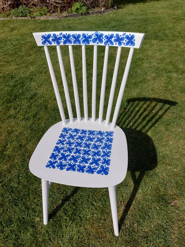 Pinnstol, vit m decoupage Mon Amie