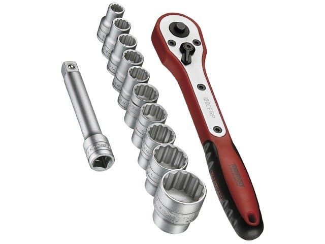 HYLSNYCKELSATS MED SPÄRRSKAFT 1/4" 13 DELAR 4-13MM, TENG TOOLS