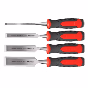 Stämjärnssats, 4st stämjärn för trä, platt, förstärkt, chrome-vanadium 60 HRC