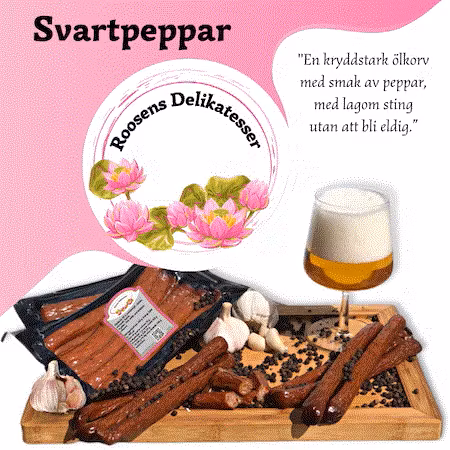 Smakrika närproducerade ölkorvar Svartpeppar