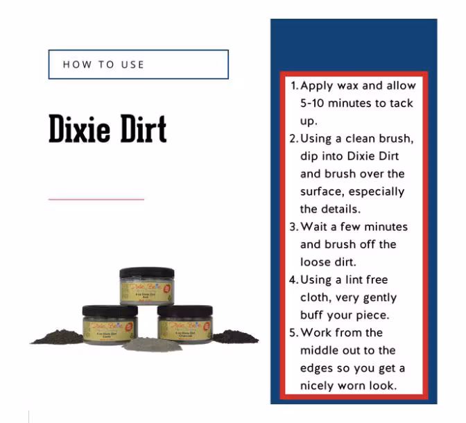 Dixie Belle Dirt CHARCOAL - Patina / antikpulver - Träkol 120ml