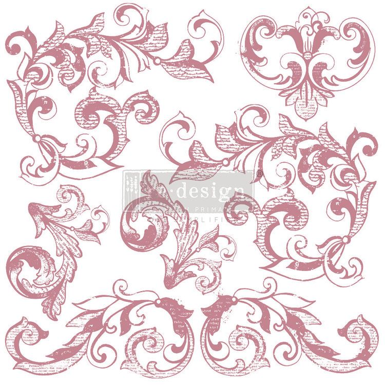 Re Design Dekorstämpel - Elegant Scrolls 30x30cm