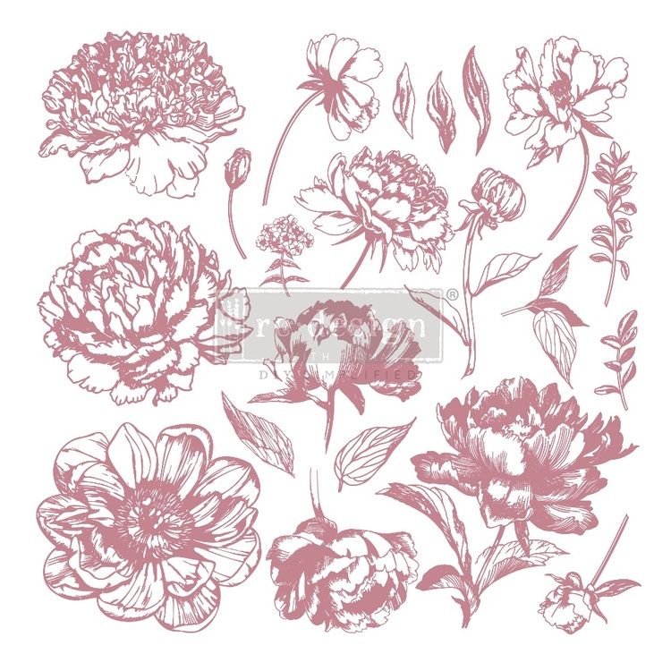 Re Design Dekorstämpel - Linear Floral 30x30cm