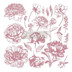 Re Design Dekorstämpel - Linear Floral 30x30cm