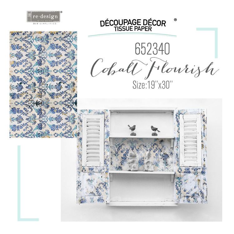 Re Design Tissue Paper - Cobalt Flourish