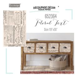 Re Design Tissue Paper - Floral Text 48x76cm